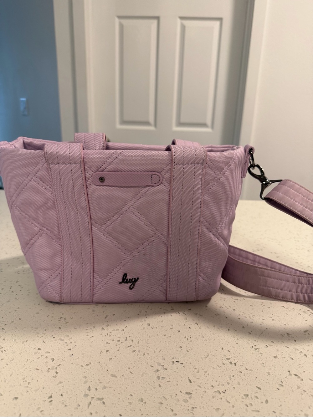lug Quilted Crossbody Mini Tote in Lavender